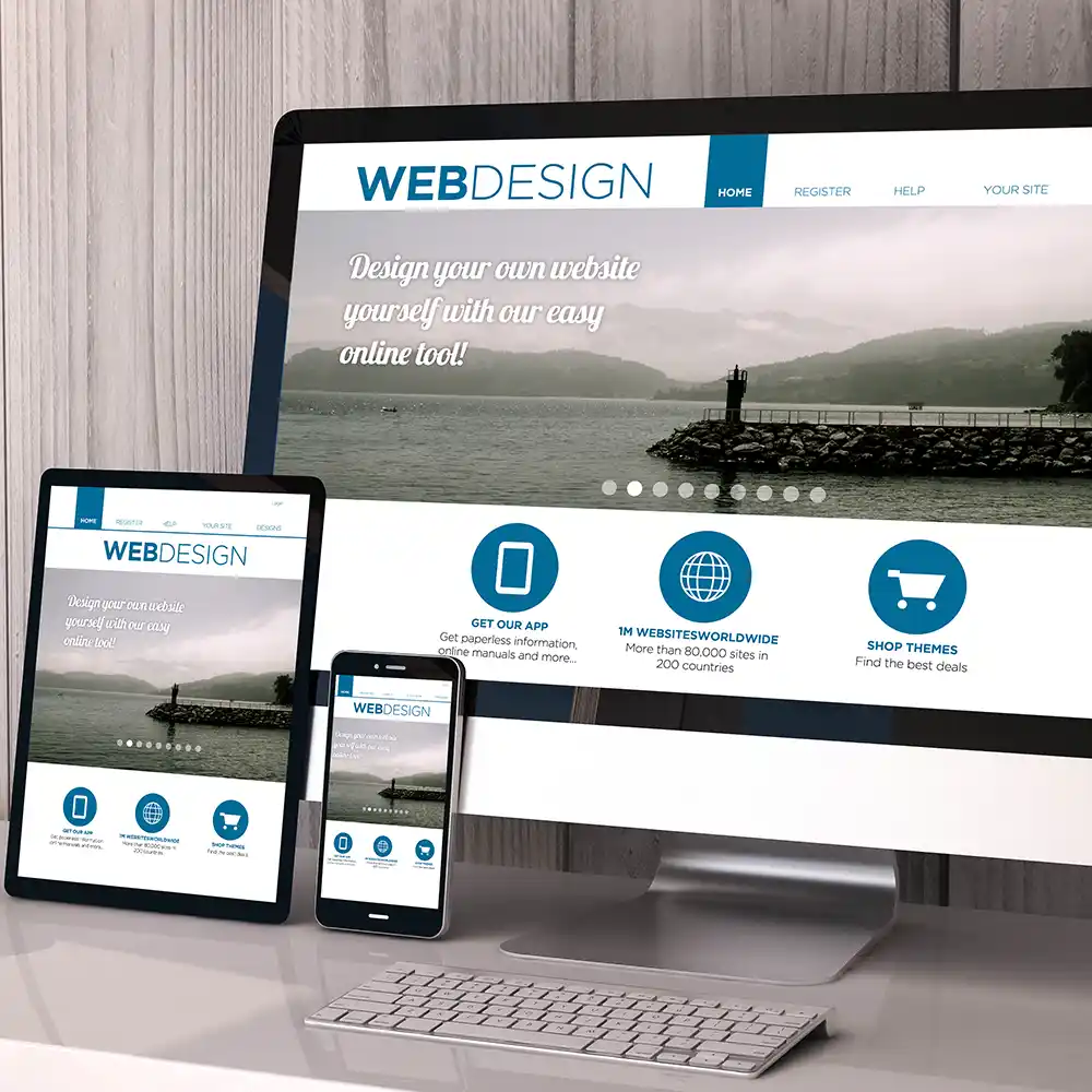 Verschiedene Geräte-Mockups, die responsive funktionieren, für Kunden die eine Website erstellen lassen möchten